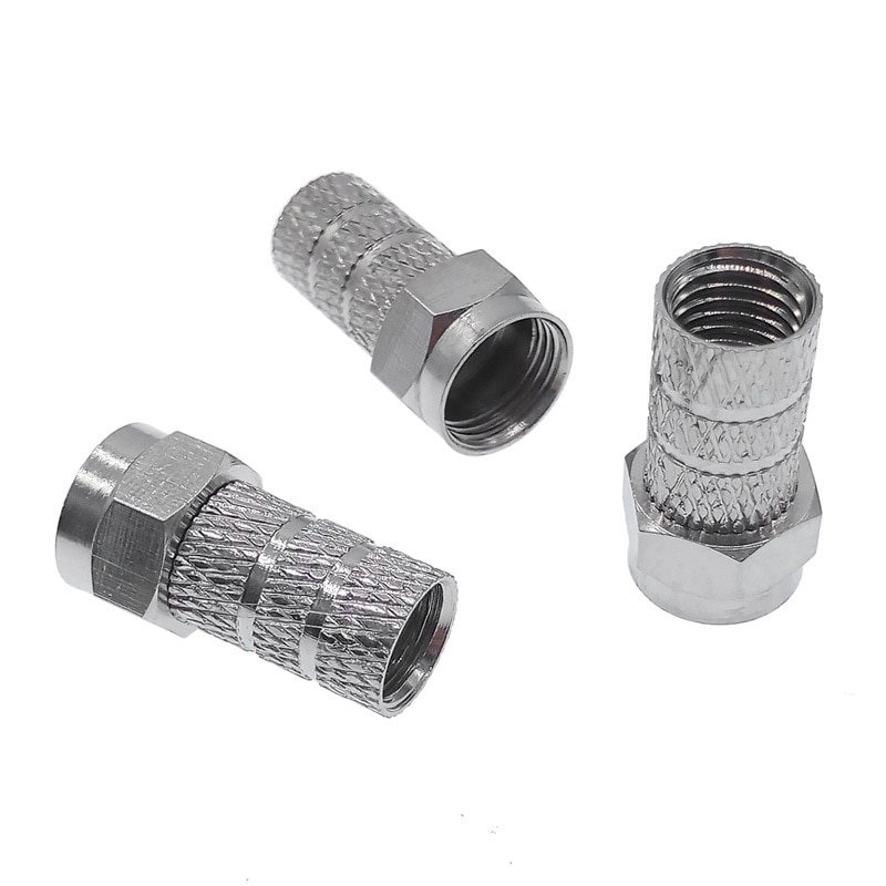 Conectores de cable coaxial tipo F 75-5, 10 piezas, materiales de latón, conectores de línea única