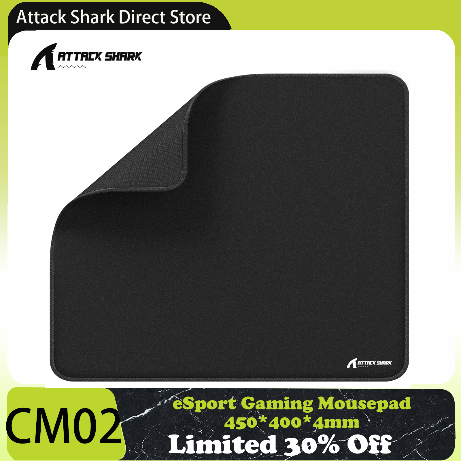 Duża podkładka pod mysz do gier Attack Shark eSport, teksturowana gładka powierzchnia, antypoślizgowa gumowa podstawa, szwy antypoślizgowe, 450x400x4mm