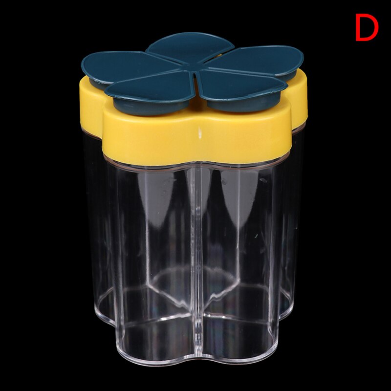 5 In 1 Plastic Zout En Peper Shaker Transparante Spice Dispenser 4 Compartiment Camping Kruiden Pot Met Deksels Voor Koken bbq: D