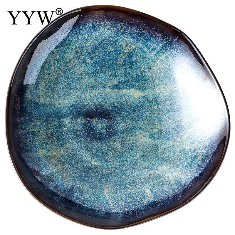 2 unids/lote horno vajilla de cerámica vidriada cambiante Ramen de forma Irregular plato aperitivo de la placa de la cena de porcelana vajilla conjunto