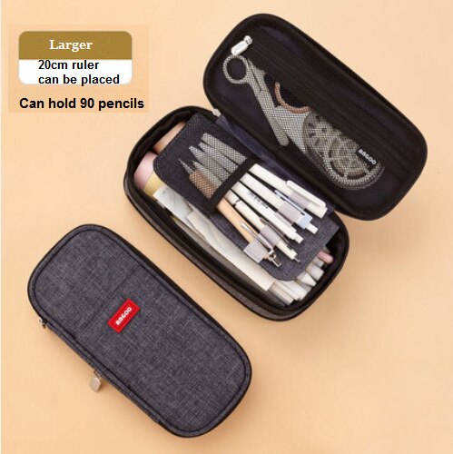 Simple pencil case high capacity primary and students pencil case stationery case: Ink Blue Larger