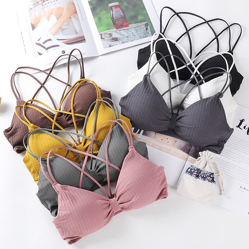 Meisjes Schoonheid Terug Beha Kruis Bandjes Zachte Katoen Comfortabel Ondergoed Vrouwen Push Up Bowtie Bralette Naadloze Lingerie Ondergoed