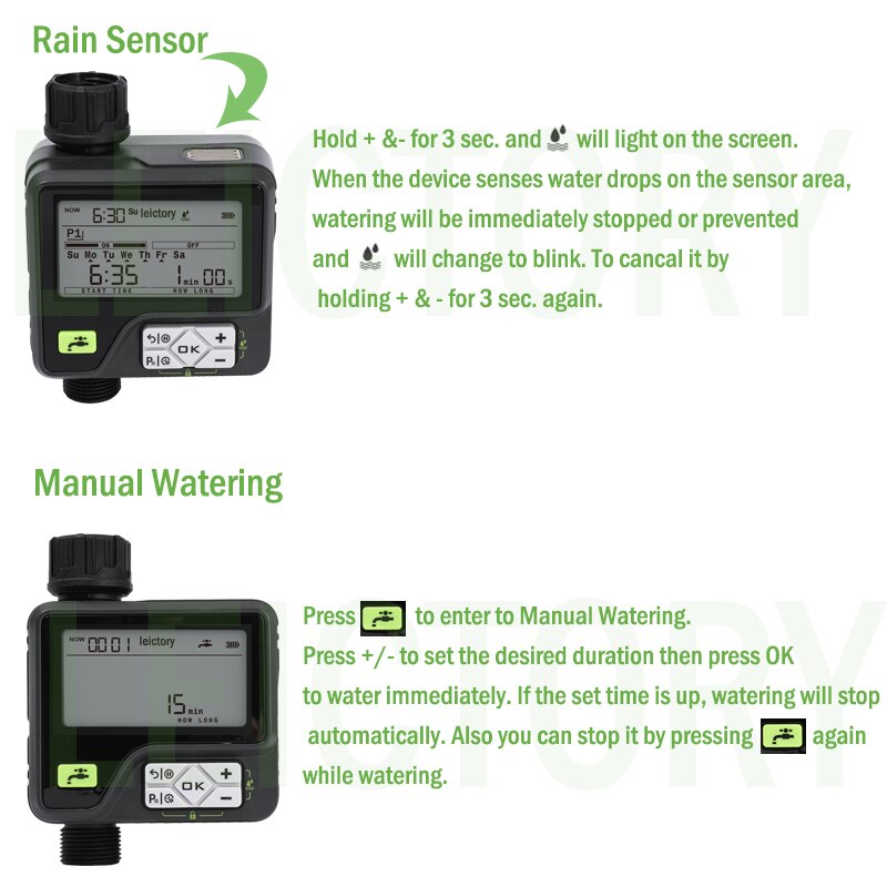 Watering Timer with Rain sensor Irrigation Timer Waterproof Water Level Sensor Automatic Watering System Irrigation Controller
