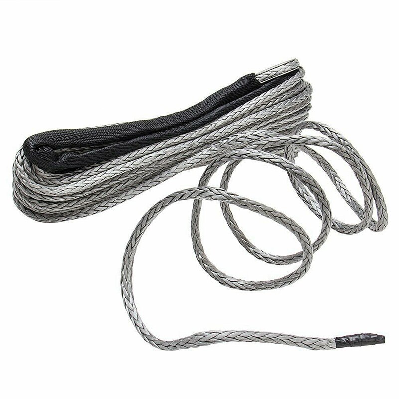 Syntetisk vinsj tau, grå 1/4 x 50ft syntetisk vinsj tau line kabel for atv suv lastebil båt vinsj
