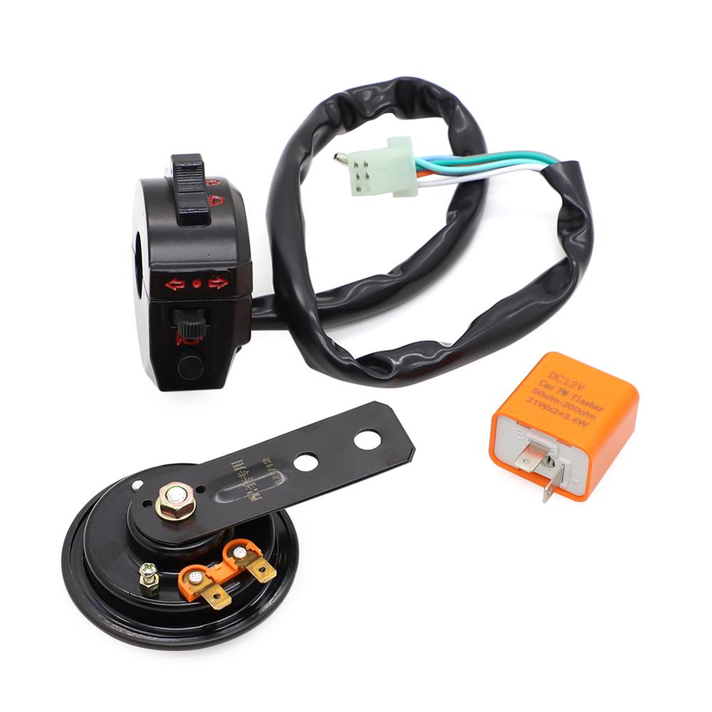 Motorcycle Handlebar Switch Universal Light Turn Signal Headlight Switch Flasher Relay Horn for Honda Yamaha Suzuki Kawasaki