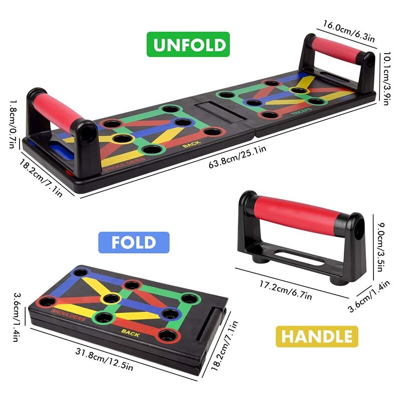 Push-up board, draagbaar push-up board, training voor mannen en vrouwen, bodybuilding, fitness, biceps, spiertraining, sportschooloefeningen
