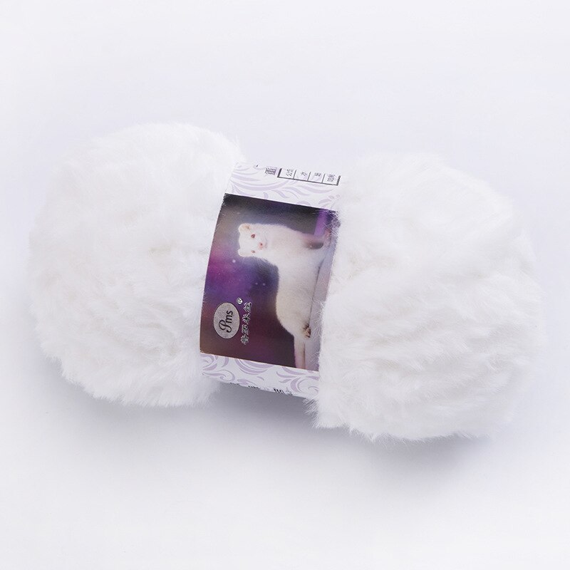 Kasjmier Lange Pluche Nertsen Garen Wol Weven Trui Muts Sjaal Anti-Pilling Garen Hand Breien Diy Handgemaakte supply: WHITE