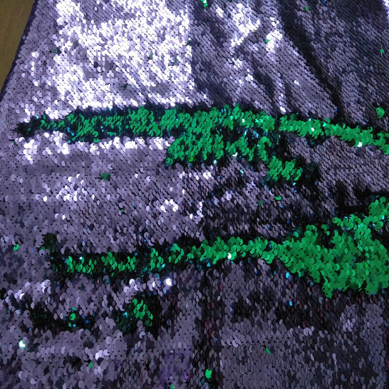 30x25 cm Romantische Paars & Greenblue Kleur Sequin Double-face Omkeerbare Sequin Stof Satijn Back Sequin Stof voor DIY Naaien