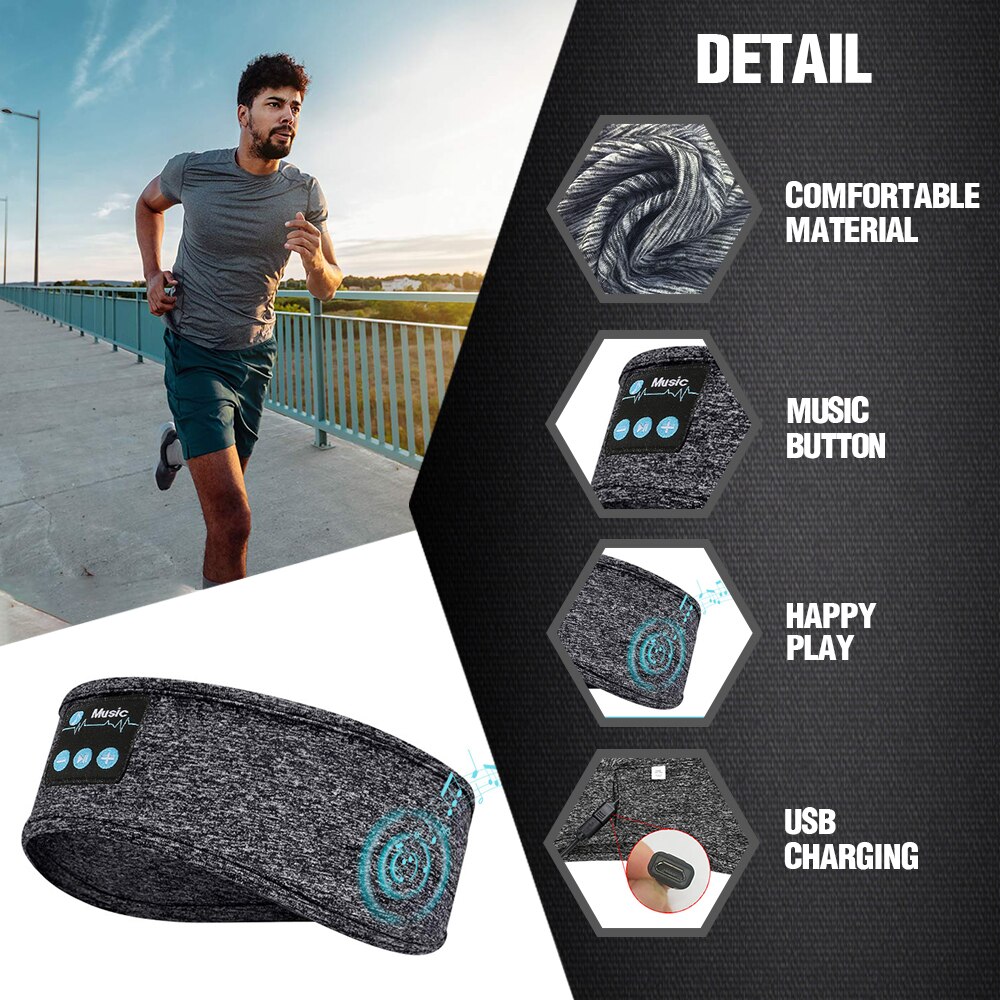 Bluetooth Musik Haar Band Anti-Schwitzen Drahtlose Kopfhörer Hände-freies Stereo Kopfhörer für Gym Fitness Sport Übung