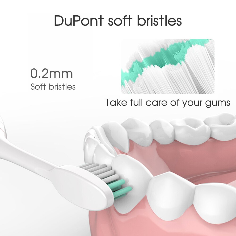 [ZS] Quiet 5 Modes for Adults Sonic Electric Toothbrush Rechargeable IPX7 Washable Soft Bristle Replacement 4 Brushes Heads