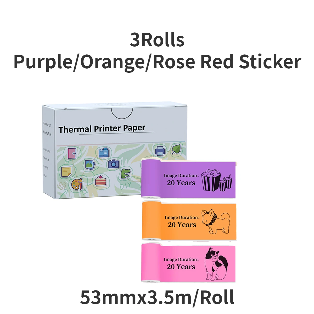 Thermal printer Paper Adhesive Photo Paper For Phomemo/Memoking M02/T02 Use Barcode Labels Address Labels Logo Labels: SKY BLUE