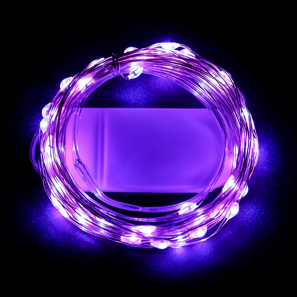 10M Led Koperdraad String Lights Batterij Aangedreven Garland Fairy Verlichting Snaren Voor Wedding Party Kerst Decoratie: Paars / 13W