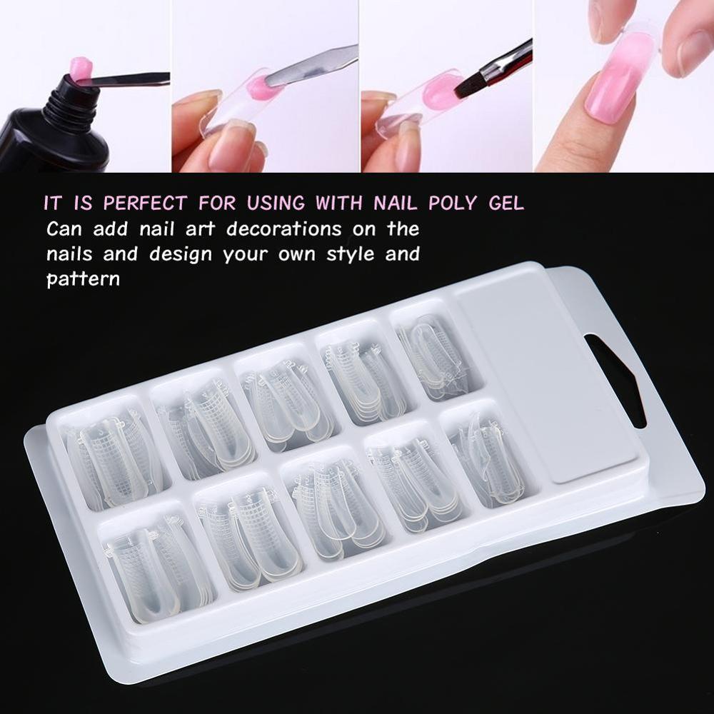 100pcs/Set Clear Nail Forms Full Cover Quick Building Gel Mold Tips Nail Extension DIY Nails Accessories Manicure Make Up Tools
