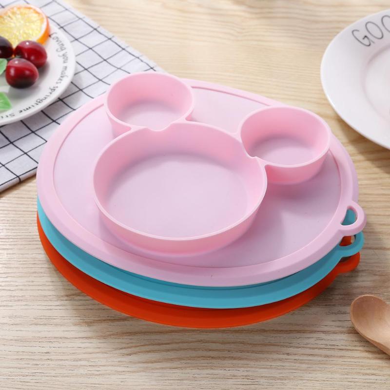 Plato de silicona para bebé con forma de pata de oso de dibujos animados, platos de cena para niños, vajilla de entrenamiento con ventosa para niños, cuencos de alimentación para niños