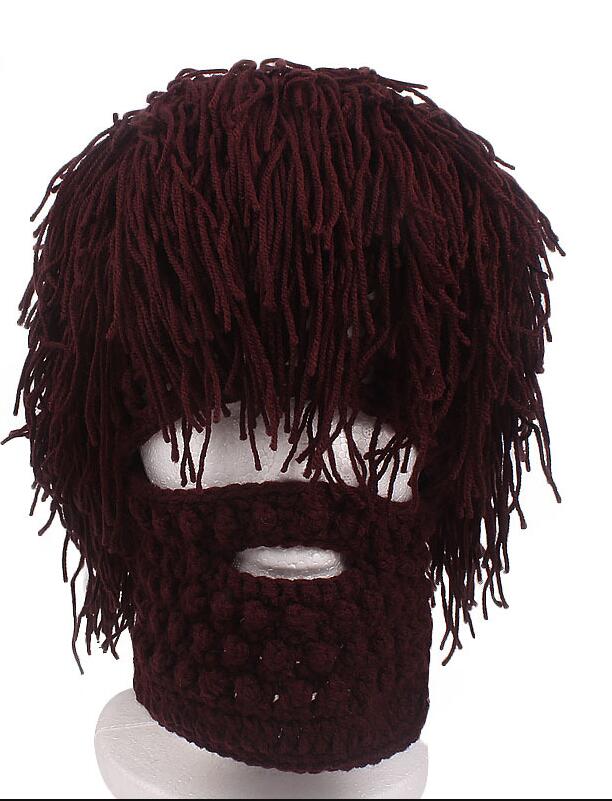 1pcs/lot Handmade Knitted Men Winter Crochet Mustache Hat Beard Beanies Face Tassel Bicycle Mask Ski Warm Cap (good): 1