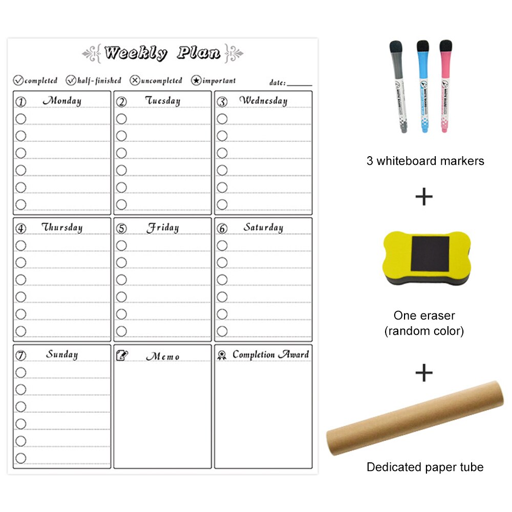 A3 Magnetische Wekelijkse & Maandelijkse Planner Whiteboard Magneet Flexibele Dagelijks Bericht Tekening Koelkast Bulletin White Board: 4
