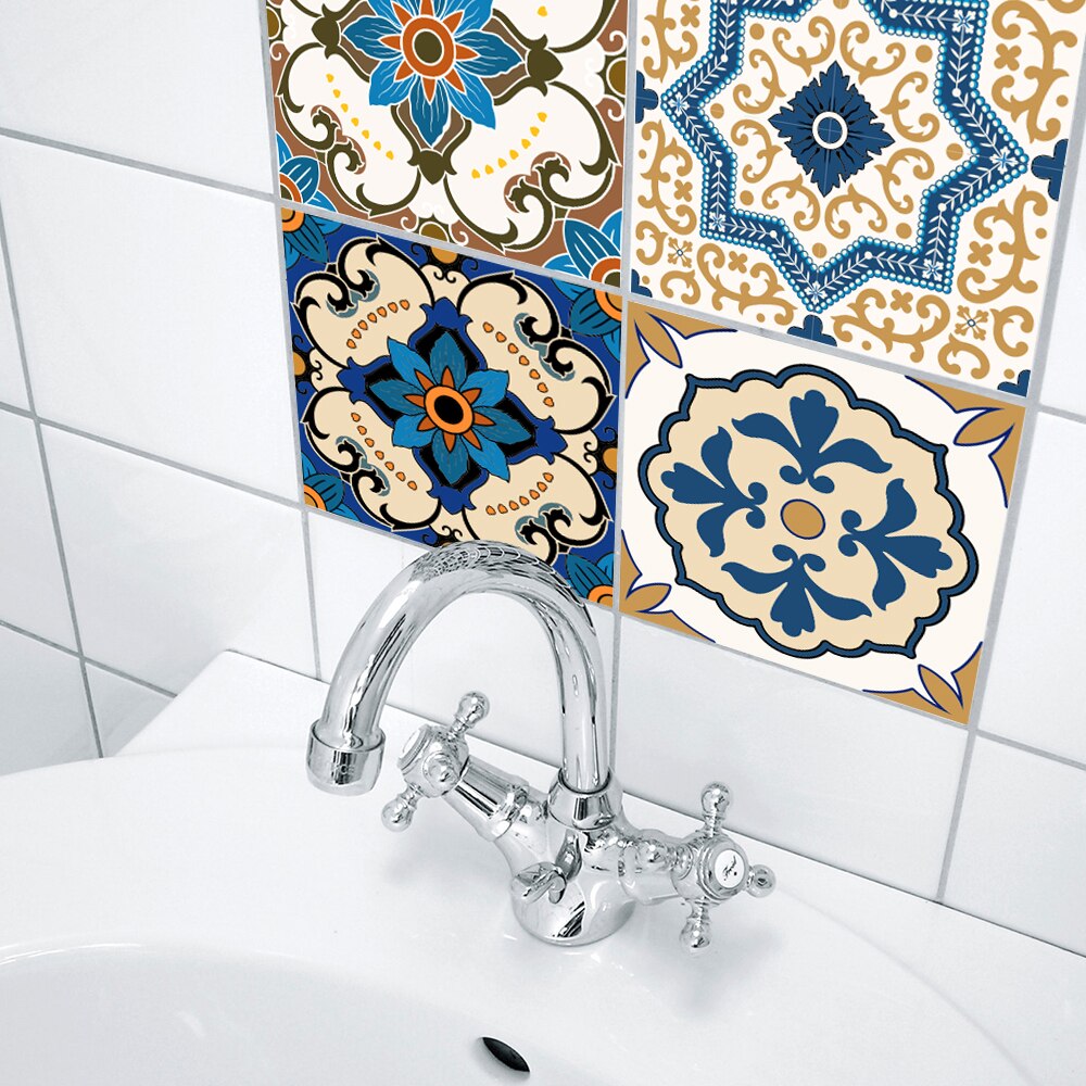 15 x 15cm marokkanske fliser pvc vandtæt selvklæbende tapet møbler badeværelse diy arab fliser klistermærke