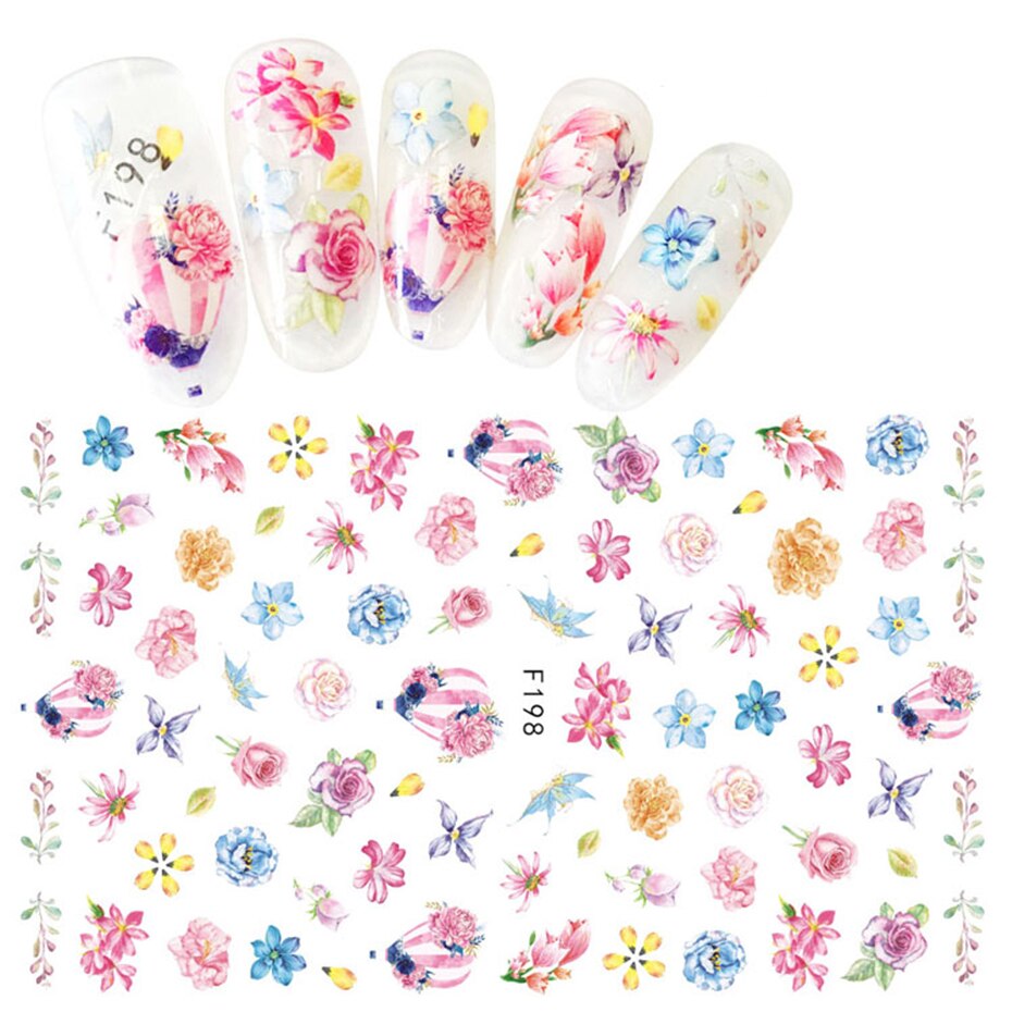 Feuilles autocollantes Sakura pour ongles, rose, motif de fleurs de cerisier 3D, Simple, pour manucure, magnifique, décoration de styliste, BEF129: F198