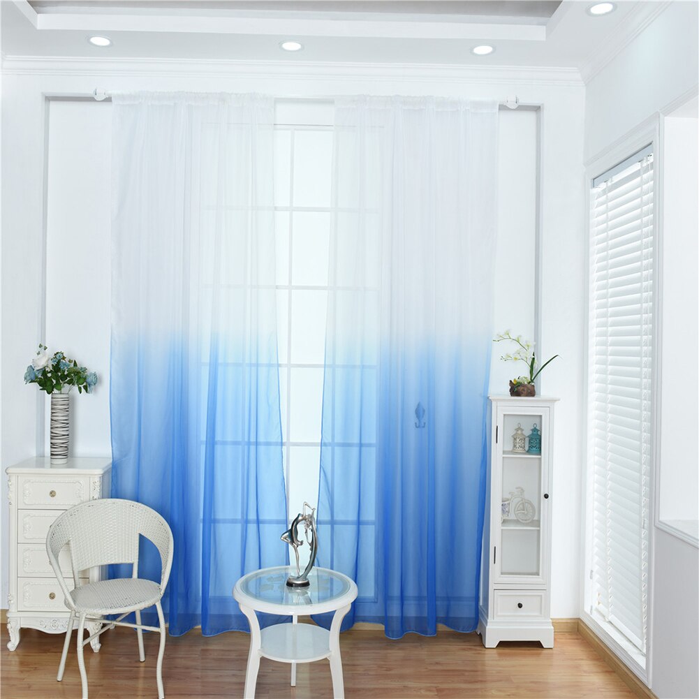 ! moderne gradiëntkleur raam tule gordijn transparante gordijn valance slaapkamer decoratie huistextiel: Blauw