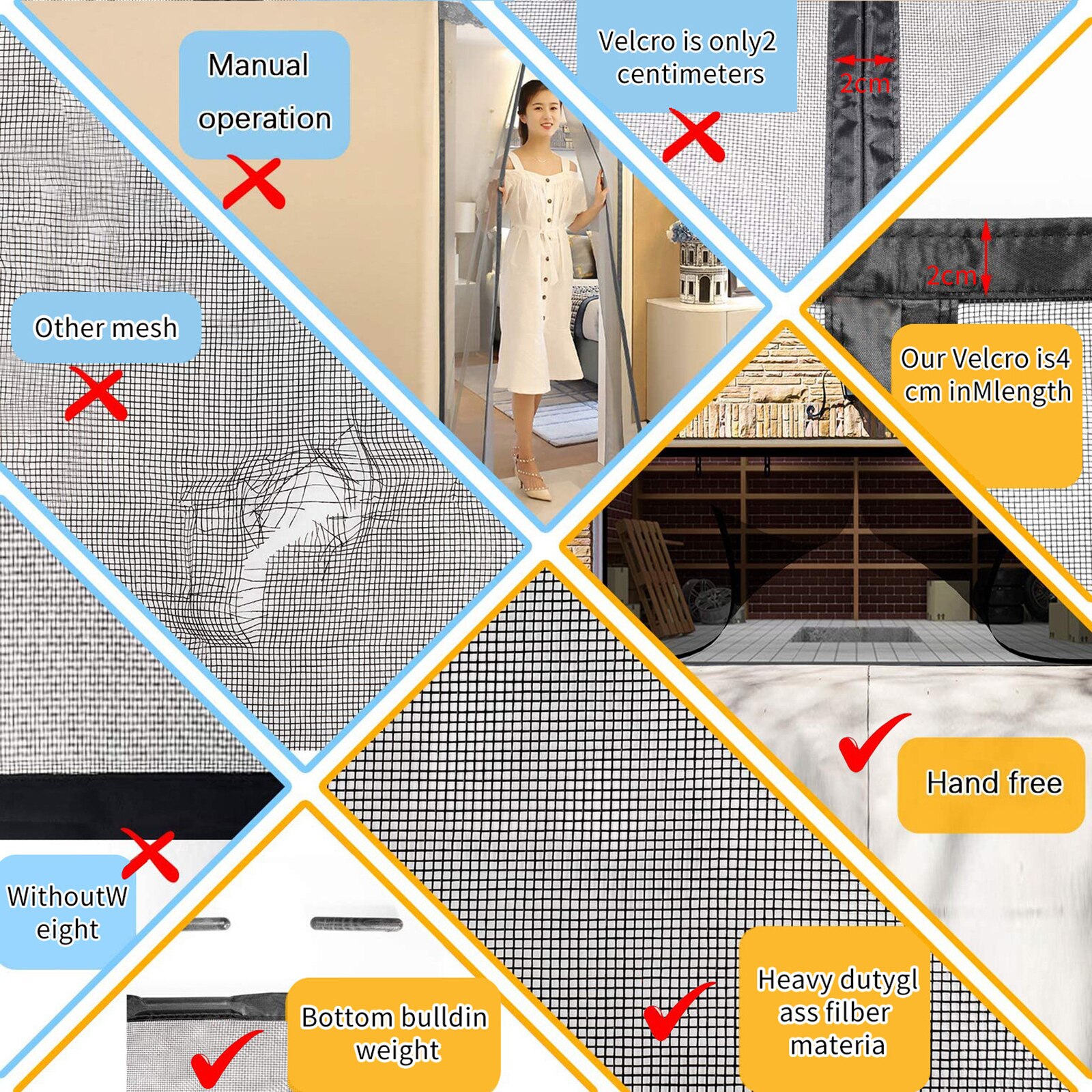 Newly Fiber Cloth Garage Screen Door 2*4m Hands Free Mesh Screen Door DIY Retractable Garage Door Screen Easy to Install