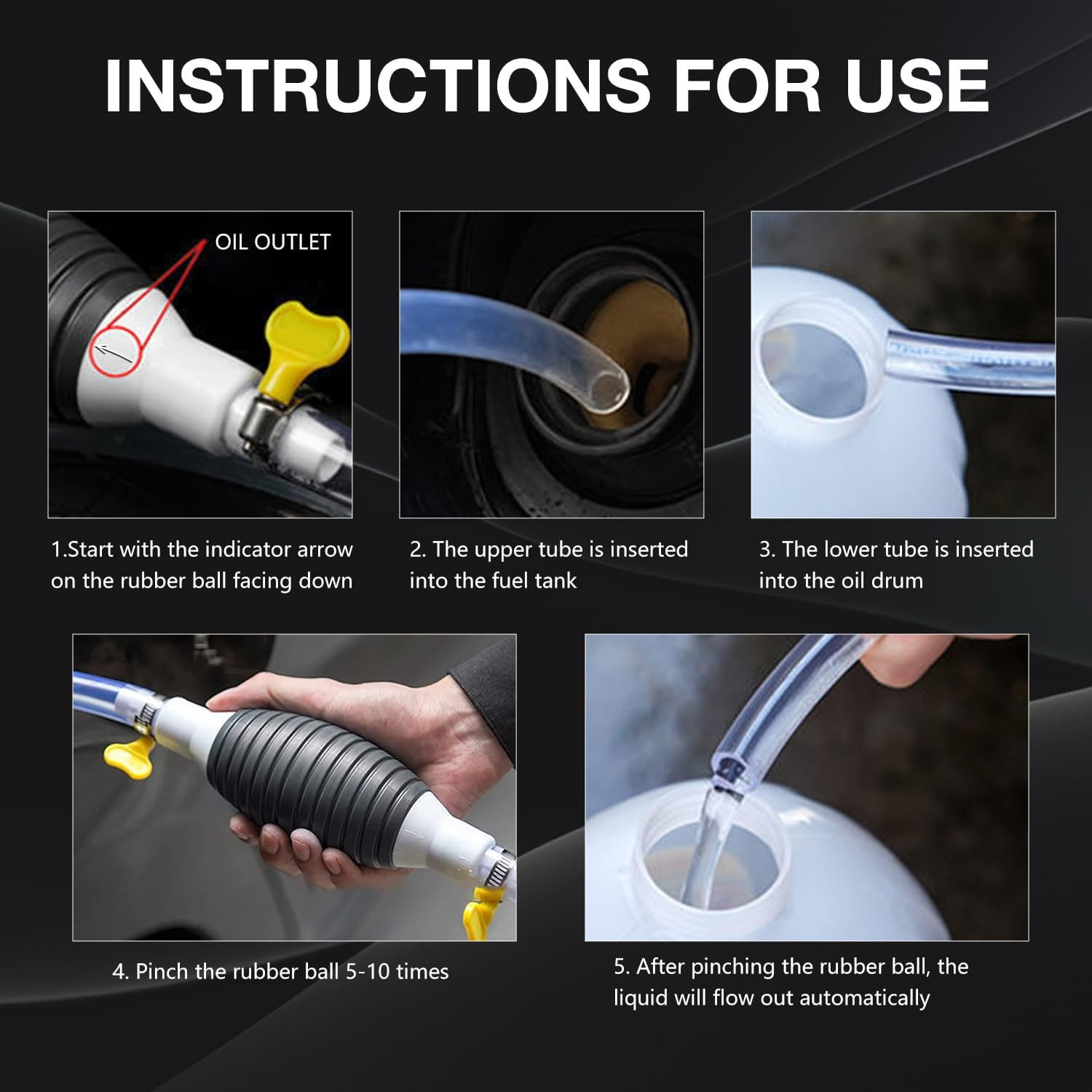 Ventosa de líquido multifunción, transferencia Manual de gasolina de transferencia de combustible, sifón de combustible portátil para Gas, gasolina, aceite, Liqui