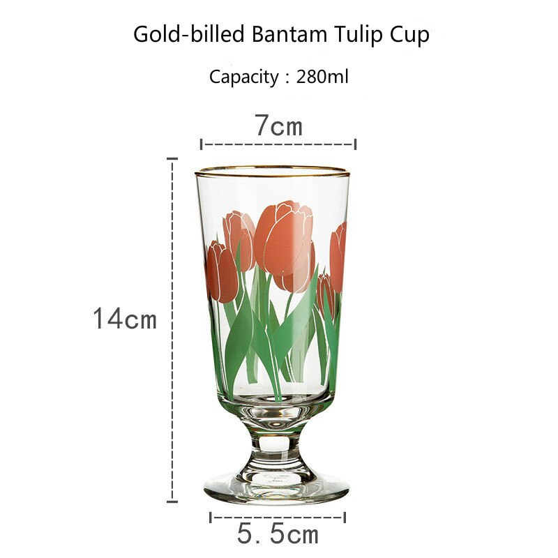 4 stiler japansk koreansk stil hvit blomst tulipan vinglass rød blomst gylden munn whisky dessert kopp ins drikkesett: S4