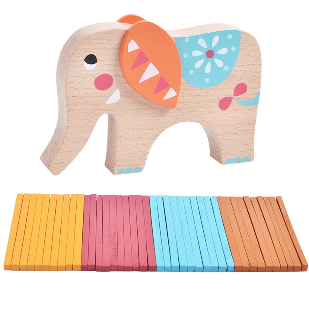 Trä elefant stapla upp pinnar block pussel spel barn roliga leksaker