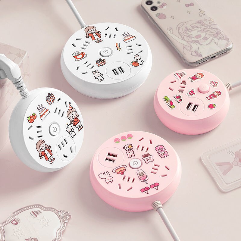 Multifunctional Socket USB Plug Board with Long Line with Safety Door One Turn Multi Converter Plug Board Light Switch Plate