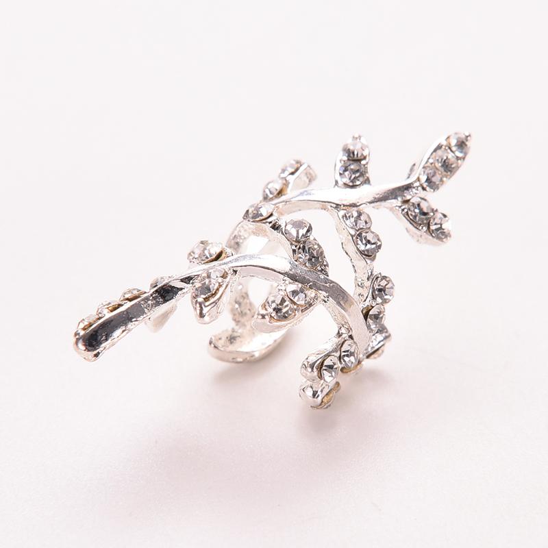 Retro Crystal Earings Rhinestone Leaf Ear Cuff Earrings Warp Clip Ear Clip Women's Jewelry 1PC Graceful