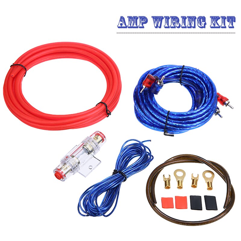 1 Set Car Audio Amplifier Wiring Kit RCA Power Cable Fuse Kit Subwoofer Speaker Line Wiring Amplifier Installation Wires