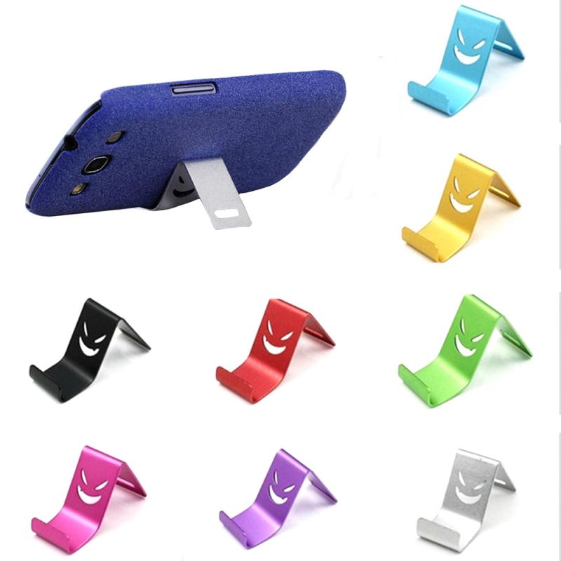 Cell Phone Holder Universal Random Color Metal Smile Shape Home Office Mini Portable Smartphone Fixed Holder Racks