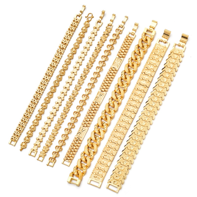 À la Or Chaîne Bracelets Pour Femme Hommes Cuivre Poli Multi-style cubain lien Chaîne Bracelet & BangleJewelry Sans Fondu
