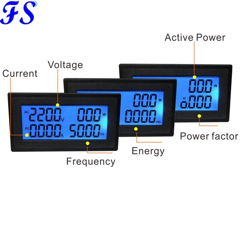 Yb5141dm lcd digitalt voltmeter amperemeter  ac 0-500v spænding strømmåler effekt frekvens energi pf  ac 100a 200a 500a faset variac