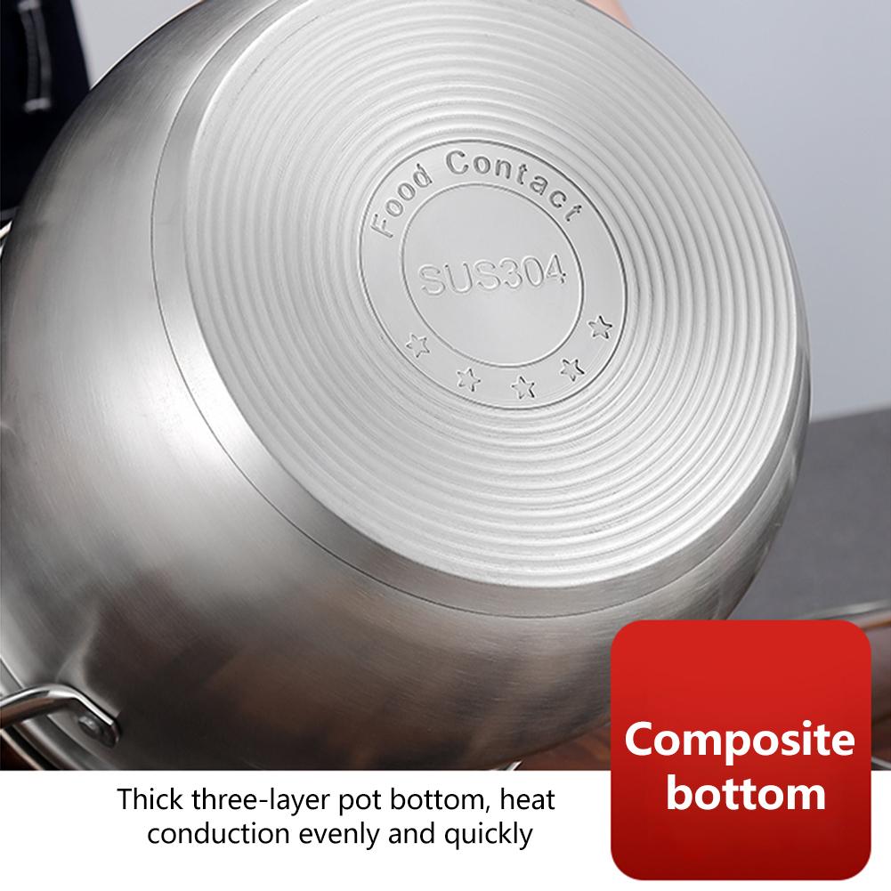 304 Food-grade Stainless Steel Stew Pot Anti-overflow corrosion-resistant Thickened Bottom Stockpot for Kitchen Induction Cooker