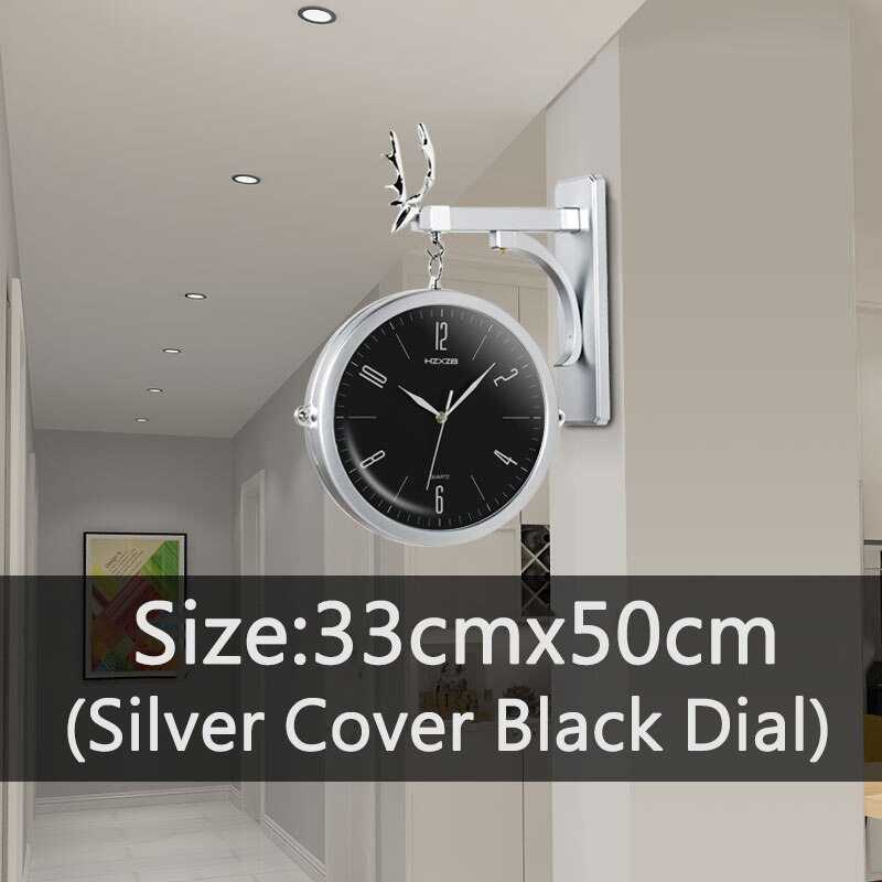 Relojes de pared redondos de doble cara, Relojes de pared de doble cara, reloj de pared Vintage Retro, decoración del hogar, marco de Metal, cubierta de esfera de cristal: 6