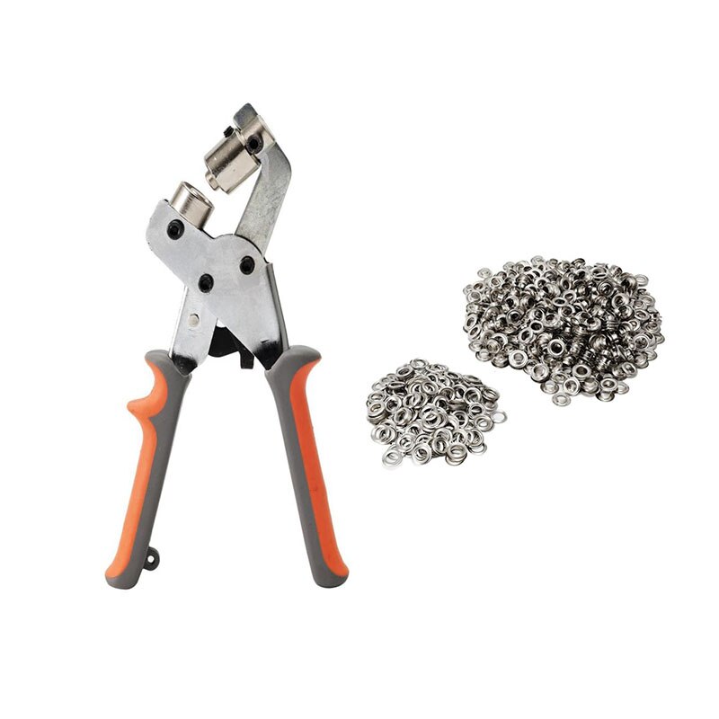 Hand Press Grommet Button Eyelet Tool with 500pc Grommet Eyelets Household Pincer Setter Banner for Cloth Shoe Bag Canvas Eyelet