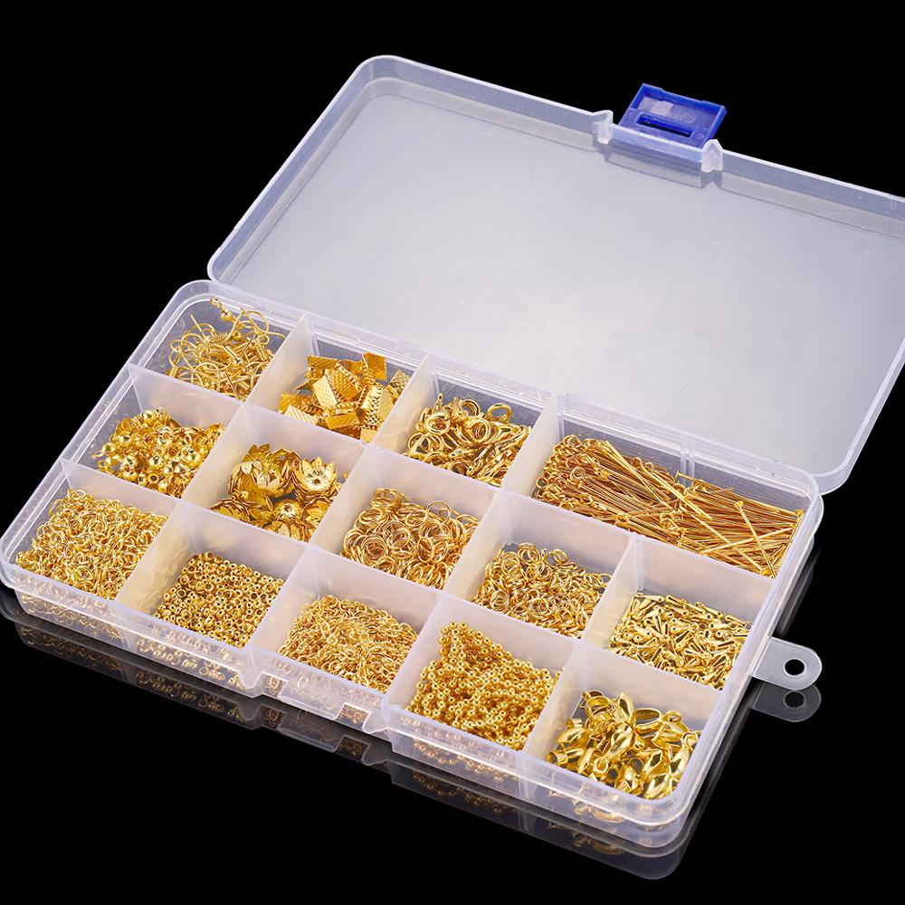 1220 Stks/set Oorbellen Haak Keten Open Jump Ring Headpins Diy Voor Ketting Bracelect Sieraden Maken Kits Vinden Benodigdheden Sets