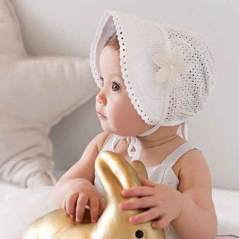 Søde småbørn baby piger blomst prinsesse sol hat kasket sommer bomuld hat motorhjelm