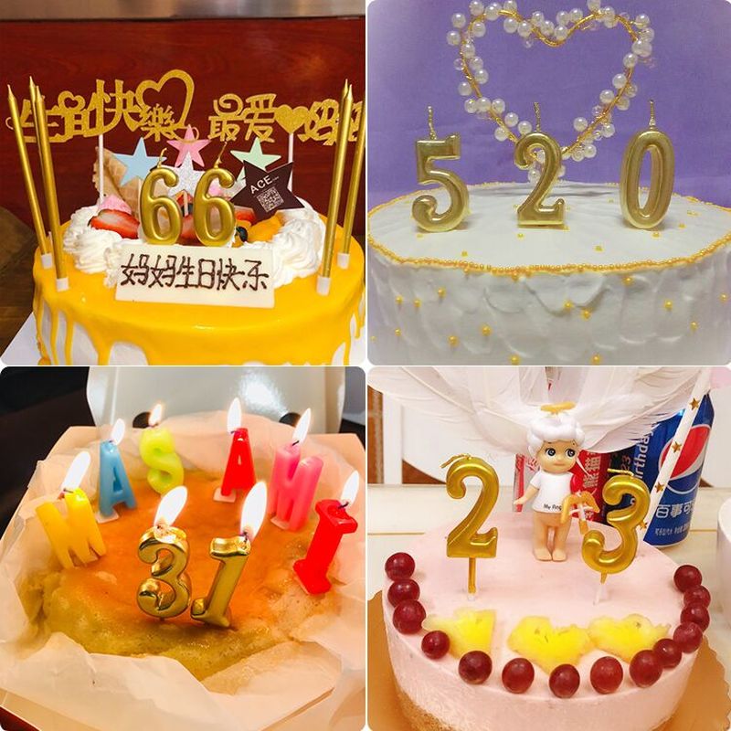 Bougies dorées, 1 pièce, outils de décoration pour un gâteau scintillant et brillant, figurine pour gâteau de fête, fête d'anniversaire pour bébés enfants