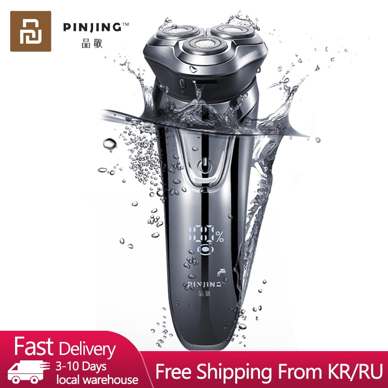 Xiaomi PINJING brzytwa bezprzewodowa 3D inteligentna maszynka robić golenia USB ładowanie IPX7 wodoodporna 3 głowica wyświetlacz doprowadziło golarka robić twarzy dla mężczyzn