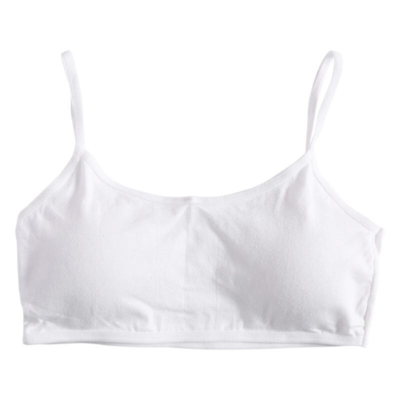 Young Girls Solid Soft Cotton Bra Puberty Teenage Breathable Underwear Kid Cloth: White