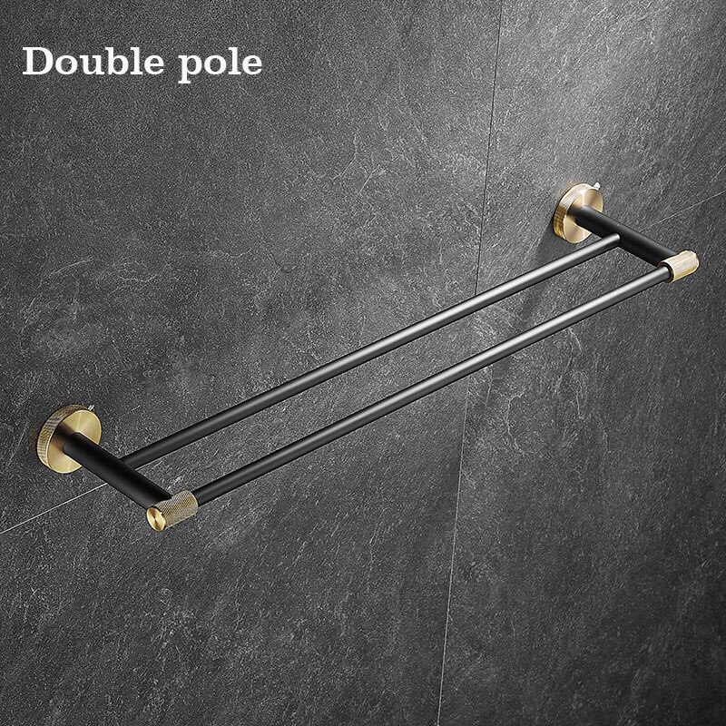 Stainless Steel Bathroom Hardware Set Bathroom Accessories Black Towel Rail Bar Rack Gold Towel Bar Shelf Towel Holder: Double hanger