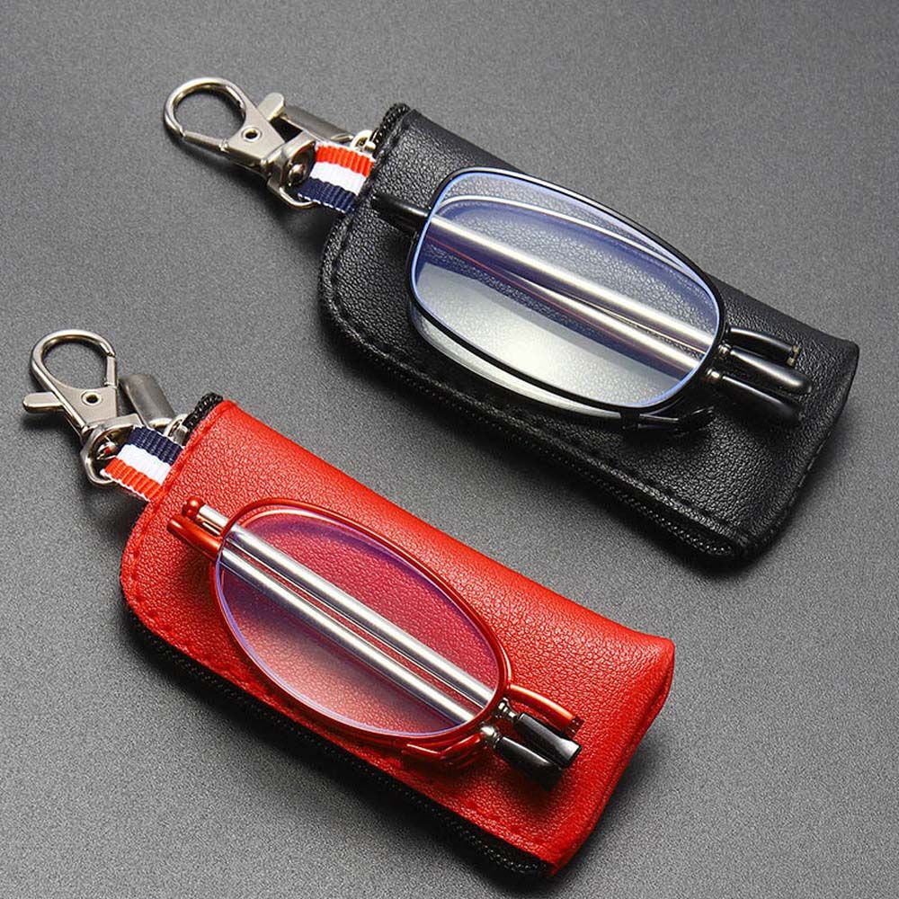 Draagbare Vouwen Leesbril Met Opslag Vrouwen Mannen Blauw Licht Blokkeren Verziend Brillen Vergrootglas Eyewear Sleutelhanger