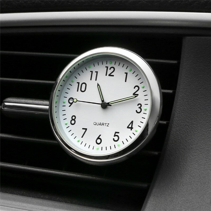 Bil ur biler interiør dekoration ur auto ur bil ventiler klip luftfrisker i bil tilbehør ornament: Hvid
