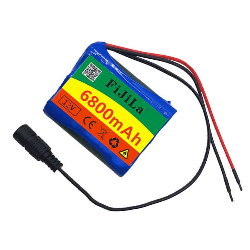 100% 12V 6800mAh 18650 Li-ion Battery for CCTV Cameras, 3A Batteries + 12.6V EU US Charger,