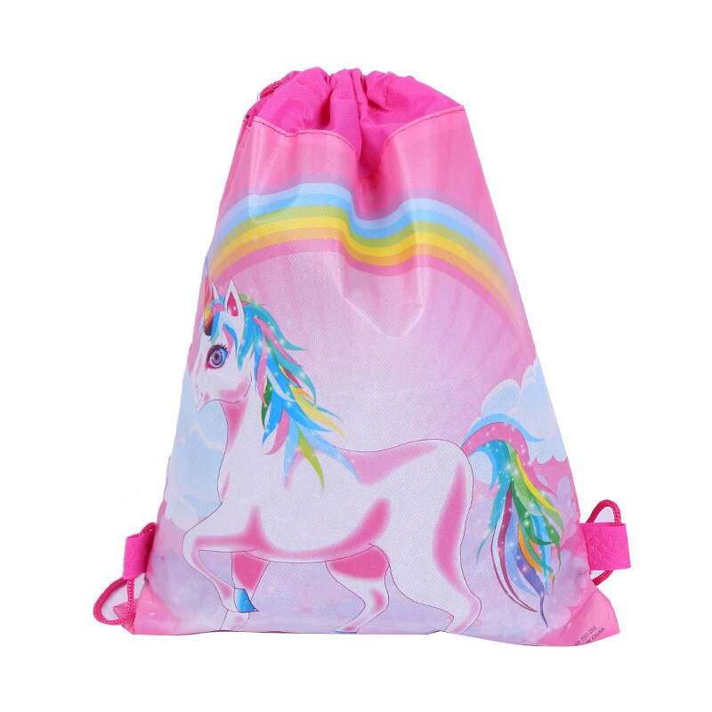 Cartoon Drawstring Bag for Girls Travel Storage Package Unicorn School Backpacks Children Birthday Party Favors Bag: Yellow