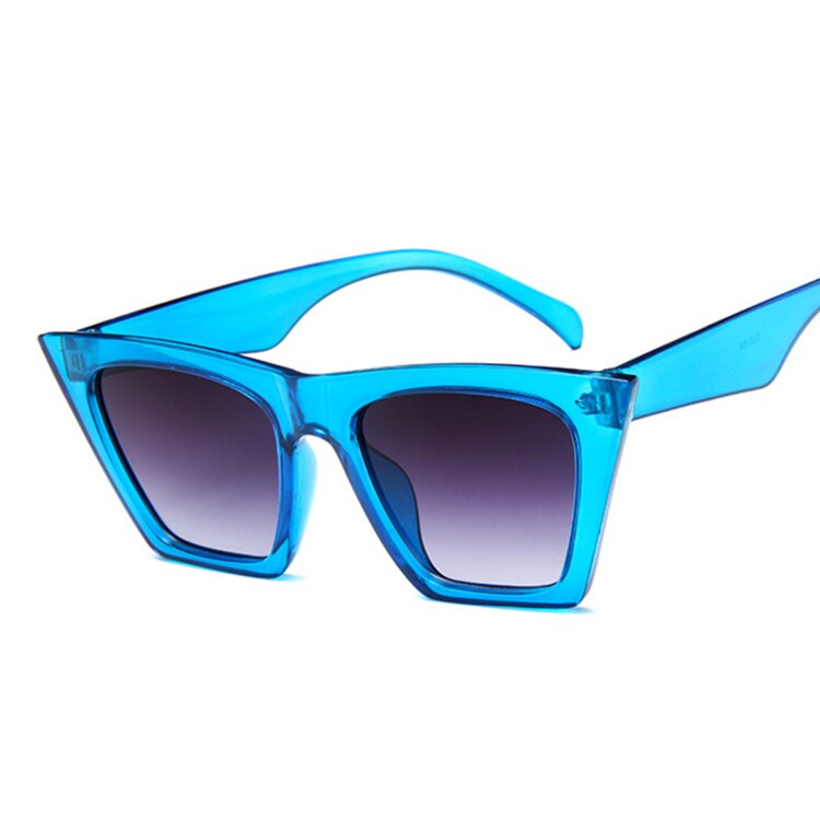 Retro sexet spejl solbriller damemærke luksus vintage cat eye sorte solbriller kvindelige damer  uv400 oculos: Blå
