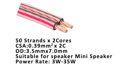 DIY HIFI Speaker Cable Hight purity copper 2 cores Flat Speaker Wire HIFI speaker Wires 4N OFC Transparent Jacket Speaker Wire: 50strands