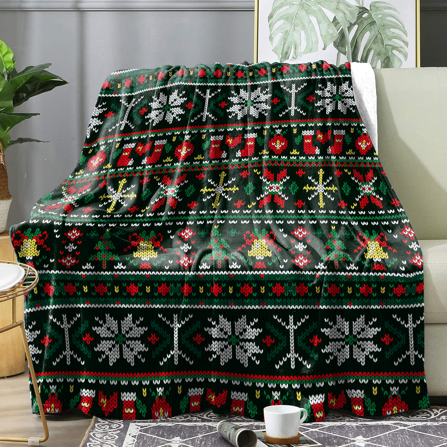 Red Christmas Snowman Winter Blanket Bedspreads Christmas Theme Pattern Flannel Blankets Bedding Cover Knee Blankets Decor Sofa: King / black
