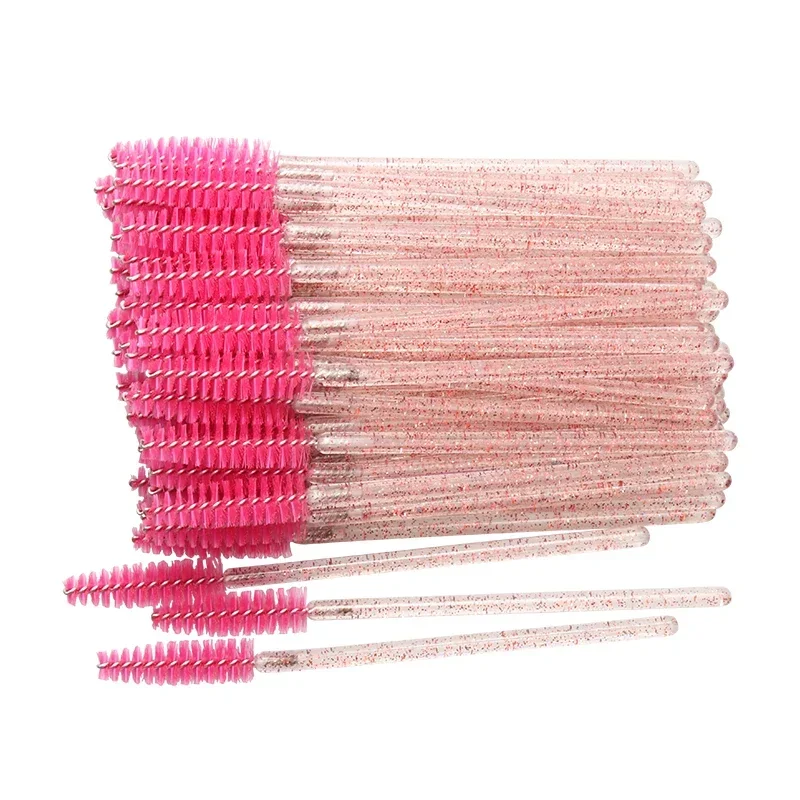 50 Stuks Wegwerp Wimperborstels Crystal Eye Lash Mascara Wands Glitter Lash Kam Spooies Micro Make-Up Applicators